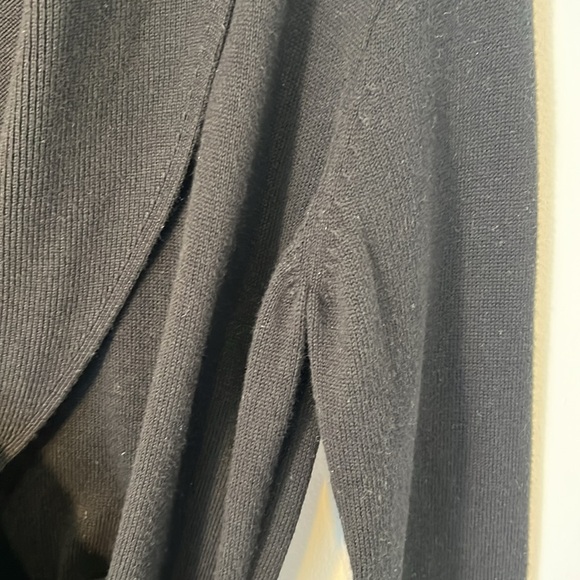 Chaps Womens Knit Wrap Black Sweater Dress Belted Adjustable Knee Length Large - Picture 8 of 16